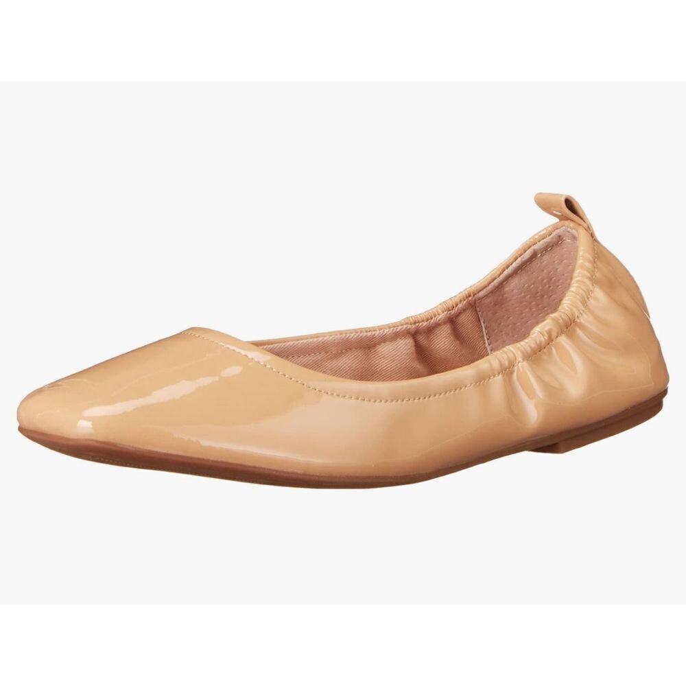 Vince Camuto Flats Womens Size 6 Tan Patent Leather Slip On Ballet Shoes